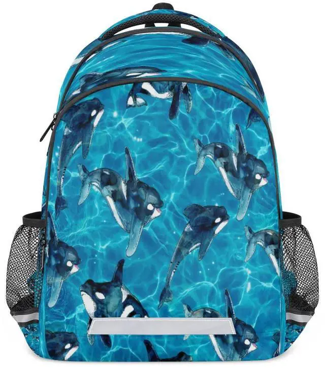 Main image of Funky Qiu Ocean Sea Kill Whale Orca Backpack for Men Women Lightweight Laptop College School Bookbag Casual Daypack for Travel Hiking Camping with Reflective Strip
