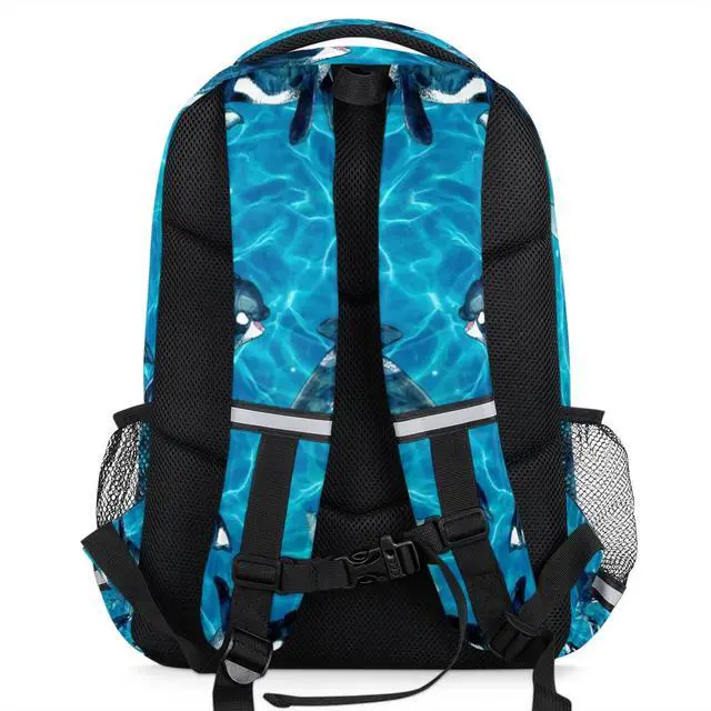 Alt view image 3 of 5 - Funky Qiu Ocean Sea Kill Whale Orca Backpack for Men Women Lightweight Laptop College School Bookbag Casual Daypack for Travel Hiking Camping with Reflective Strip