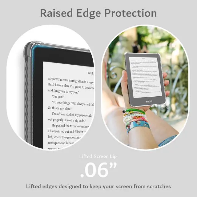 Alt view image 4 of 5 - TUDIA SKN Designed for Kobo Clara HD Case 6" (2018) Back Cover, [Reinforced Corners] Shockproof Slim Anti-Yellowing Silicone Gel Clear Back Lightweight Grip TPU Bumper for eReader - Clear