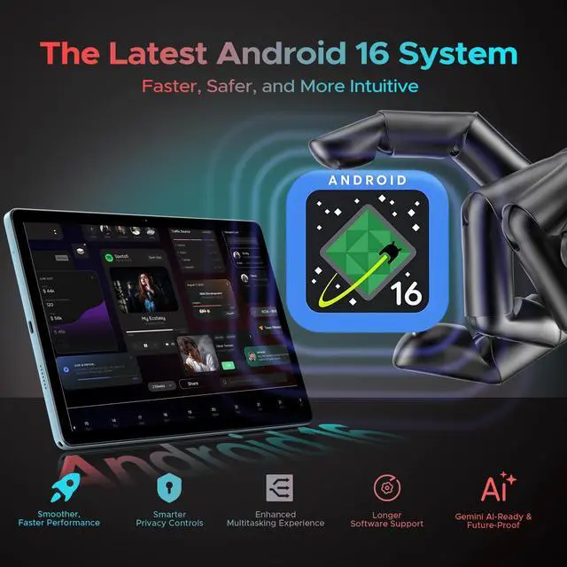 Alt view image 3 of 5 - DOOGEE U11 Pro Android 16 Tablet, 11 inch Tablet, 30GB+256GB/2TB TF,8580mAh,Octa-Core,90Hz Display,1080P,5G WiFi,Widevine L1,BT5.0,13MP+5MP, Face ID/OTG with Pen, Keyboard, Mouse&Case