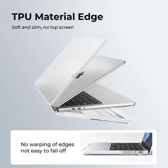 Alt view image 3 of 5 - BlueSwan Anti-Cracking Hard Shell Case Compatible with MacBook Pro 14-inch 2025 2024-2021 Release M4 M3 M2 M1 Pro/Max Chip, Anti-Fingerprint Soft TPU Bumper, Frosted White