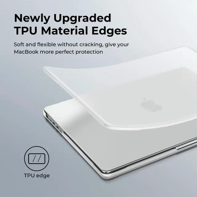 Alt view image 2 of 5 - BlueSwan Anti-Cracking Hard Shell Case Compatible with MacBook Pro 14-inch 2025 2024-2021 Release M4 M3 M2 M1 Pro/Max Chip, Anti-Fingerprint Soft TPU Bumper, Frosted White