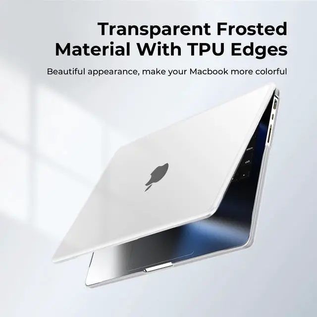 Alt view image 5 of 5 - BlueSwan Anti-Cracking Hard Shell Case Compatible with MacBook Pro 14-inch 2025 2024-2021 Release M4 M3 M2 M1 Pro/Max Chip, Anti-Fingerprint Soft TPU Bumper, Frosted White