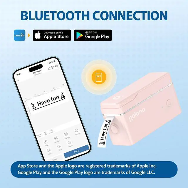 Alt view image 3 of 5 - POLONO Label Maker with Tape, Portable Thermal Label Printer, Bluetooth Label Maker for Home, Office, Mini Label Printer with Templates, Sticker Maker Mini Printer for Organizing Storage, Rose