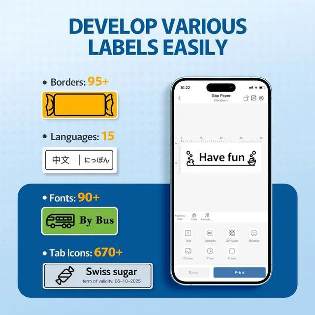Alt view image 4 of 5 - POLONO Label Maker with Tape, Portable Thermal Label Printer, Bluetooth Label Maker for Home, Office, Mini Label Printer with Templates, Sticker Maker Mini Printer for Organizing Storage, Rose