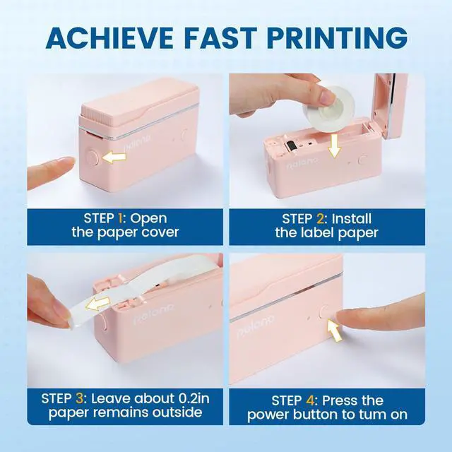 Alt view image 5 of 5 - POLONO Label Maker with Tape, Portable Thermal Label Printer, Bluetooth Label Maker for Home, Office, Mini Label Printer with Templates, Sticker Maker Mini Printer for Organizing Storage, Rose