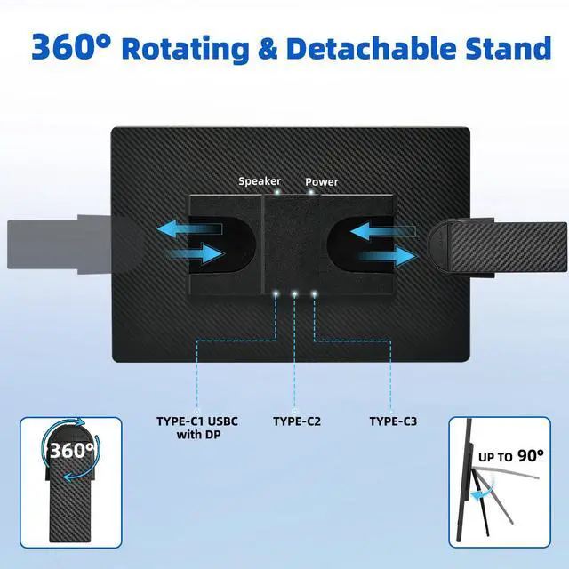 Alt view image 4 of 5 - BOSII 16" Laptop Screen Extender Portable - 1200P IPS FHD Extended Dual Monitor for Laptops with Stand for Windows Mac PC Travel Work