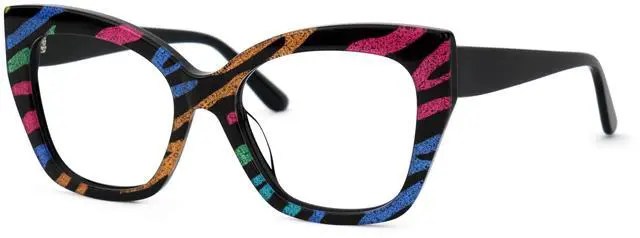 Main image of VOOGLAM Square Women's Non-Prescription Glasses with HD Clear Lenses in Multicolor Stripe Acetate Frame