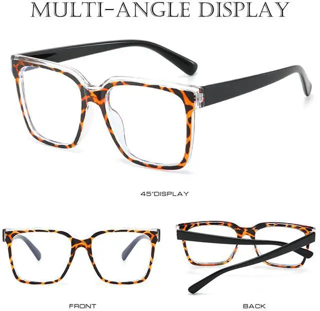 Alt view image 4 of 5 - Bsreyeop Oversized Blue Light Blocker Glasses for Women Men Fashion Square Eyewear Computer Eyeglasses Non-Prescription (2 Park/White+Leopard D10)