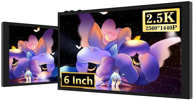 Main image of AISHICHEN 6 inch Small Monitor, 2560 * 1440 Portable Monitor 4K HDMI Input 800Cd/, Mini IPS Display Build in Speakers&Earphone Jack 1/4 Screw Hot Shoe Hole for Camera/Raspberry PI/Gaming