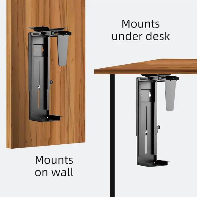 Alt view image 5 of 5 - Pholiten Under Desk CPU Mount,Universal PC Wall Mount,3.94 to 11.61 inch Wide Computer Case CPU Hanger Holder,Adjustable 360° Swivel, Secure Lock, Max Load 22Lbs