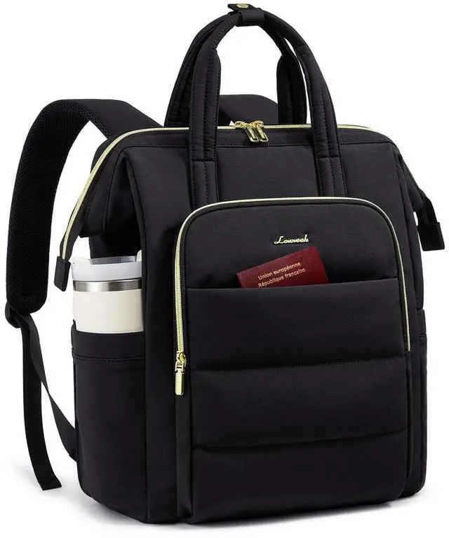Main image of LOVEVOOK Laptop Backpack Women 17 inch,Lightweight Puffer Travel Backpacks for Women,Quilted Laptop Bag Computer Work Teacher Nurse Backpack,Womens Backpack Purse Daypack for College Business,Black