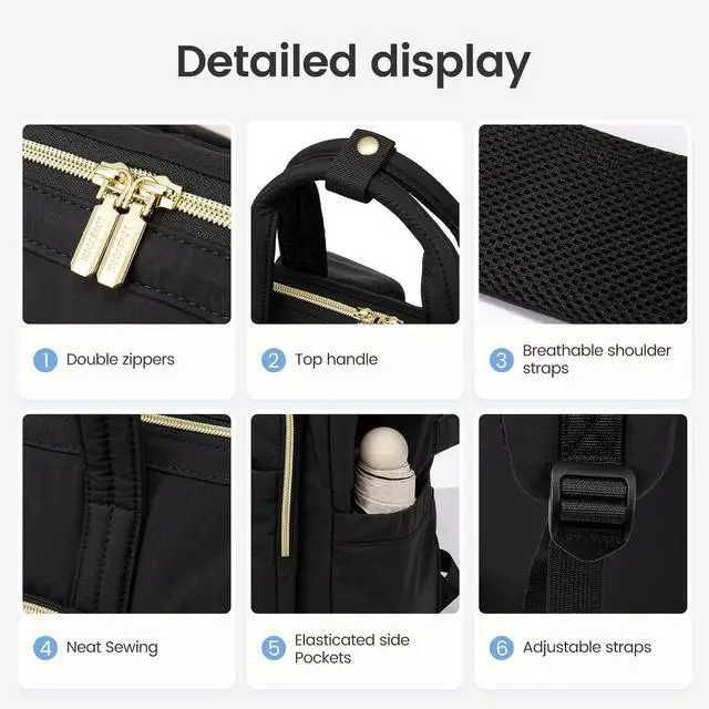 Alt view image 5 of 5 - LOVEVOOK Laptop Backpack Women 17 inch,Lightweight Puffer Travel Backpacks for Women,Quilted Laptop Bag Computer Work Teacher Nurse Backpack,Womens Backpack Purse Daypack for College Business,Black