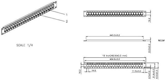 Alt view image 4 of 4 - Metamas Lab - Rackmount or Wall Mount 24 Port UTP Keystone Patch Panel (Unshielded Blank Patch Panel for Keystone Jacks UTP Keystone Panel) - Black (1PC)
