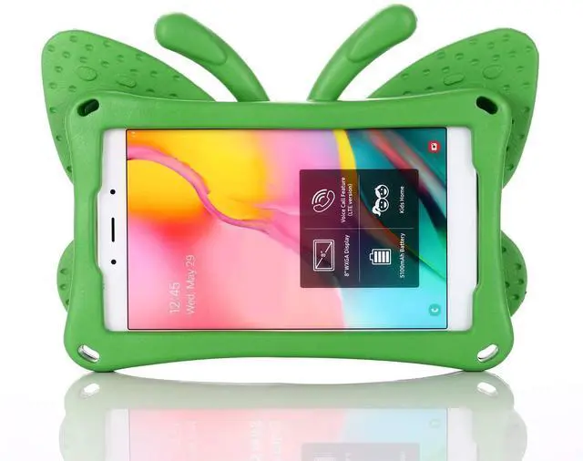 Alt view image 3 of 5 - UUcovers Kids Case for Amazon Kindle Fire HD 8 Tablet (8th/7th/6th Generation, 2018/2017/2016) 8" with Handle Folding Kickstand Kid-Proof Shockproof EVA Foam Lightweight Stand Cover, Green Butterfly