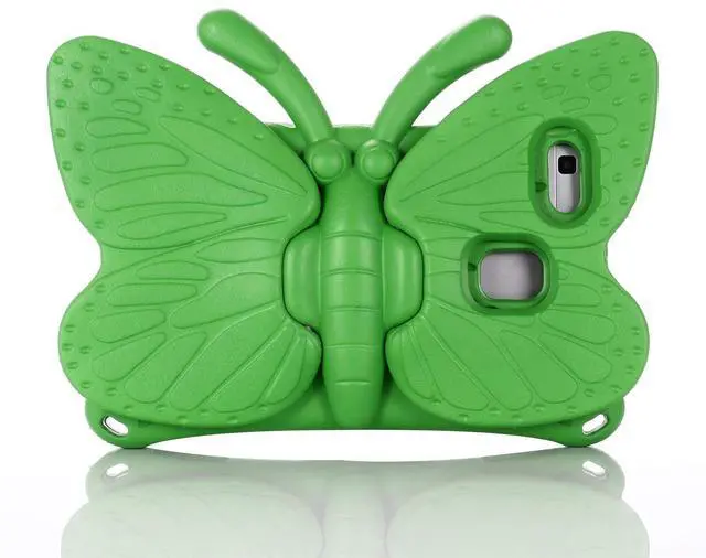 Alt view image 4 of 5 - UUcovers Kids Case for Amazon Kindle Fire HD 8 Tablet (8th/7th/6th Generation, 2018/2017/2016) 8" with Handle Folding Kickstand Kid-Proof Shockproof EVA Foam Lightweight Stand Cover, Green Butterfly