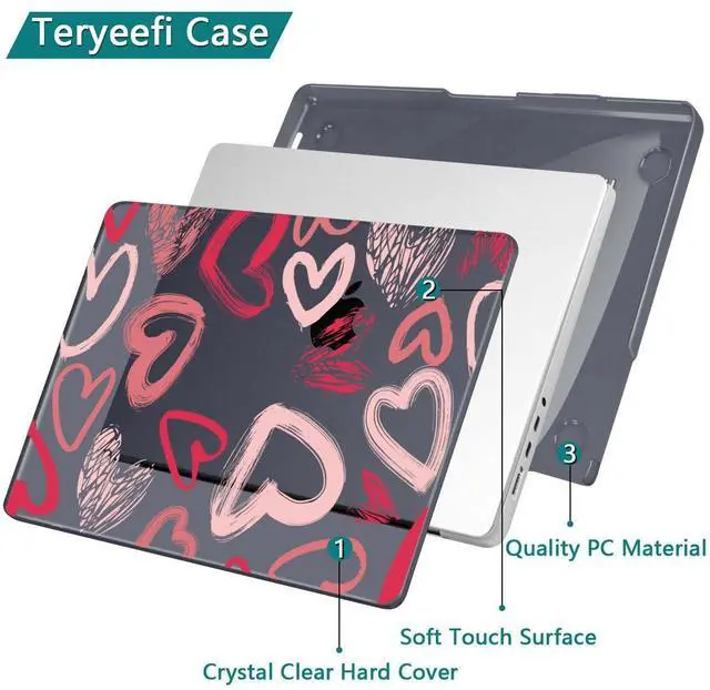 Alt view image 5 of 5 - Teryeefi Design Case for MacBook Pro 14 inch 2025 2024 2023 2021 Release M4 A3112 A3401 A3185 M3 A2918 A2992 M2 A2779 M1 A2442, Hard Shell Cover + Keyboard Cover for 14 inch MacBook Pro, Heart A002
