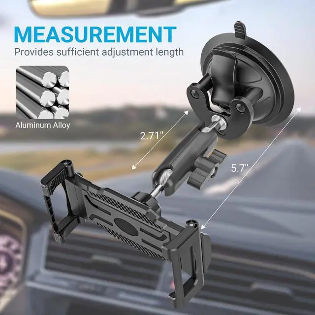 Alt view image 4 of 5 - INSSKY Truck Vacuum Suction Cup Windshield Tablet Mount, Dashboard Heavy Duty 360° Rotation Tablet Holder for Car Tractor, Fit for iPad Pro 12.9 Air Mini, Galaxy Tab and 6.1-15.6" Device with Case