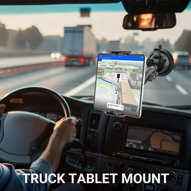 Alt view image 5 of 5 - INSSKY Truck Vacuum Suction Cup Windshield Tablet Mount, Dashboard Heavy Duty 360° Rotation Tablet Holder for Car Tractor, Fit for iPad Pro 12.9 Air Mini, Galaxy Tab and 6.1-15.6" Device with Case