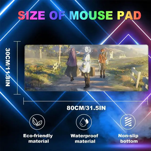 Alt view image 2 of 5 - Anime Mouse Pad, Water Resist Keyboard Pad,Mouse Pads with Non-Slip Rubber Base,Office Computer Key Board Mousepad Computer Keyboard Mousepads Mat 800 x 300mm / 31.5×11.8 inches (Frieren C)
