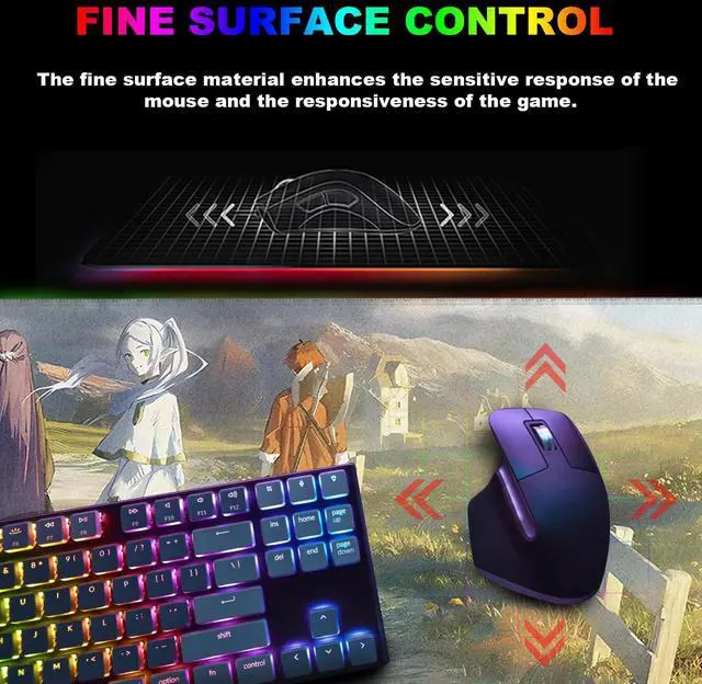 Alt view image 4 of 5 - Anime Mouse Pad, Water Resist Keyboard Pad,Mouse Pads with Non-Slip Rubber Base,Office Computer Key Board Mousepad Computer Keyboard Mousepads Mat 800 x 300mm / 31.5×11.8 inches (Frieren C)