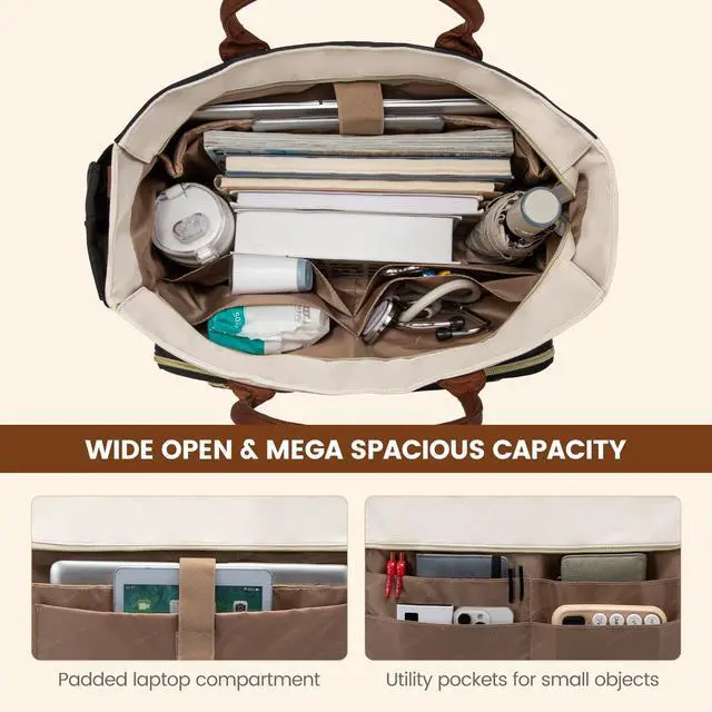 Alt view image 4 of 5 - LOVEVOOK Laptop Tote Bag for Women, Work Bags Computer Laptop Bag, Teacher Tote Bag, Professional Briefcase Business Large Purses Handbag, Dark Green-Black, 17 Inch