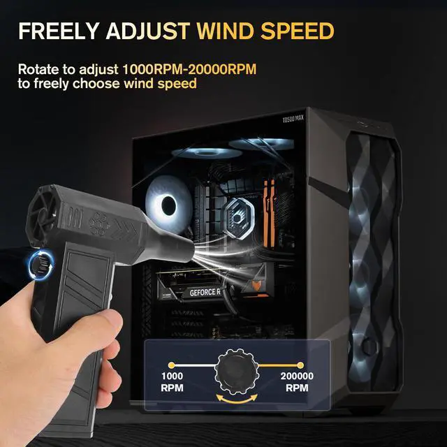 Alt view image 4 of 5 - Electric Compressed Air Duster - 20,0000 RPM Rechargeable Cordless Turbo Blower, Portable Air Blower Gun for Cars, PC, Keyboard, Home & Outdoor Dust Cleaning (Replaces Compressed Air Cans)