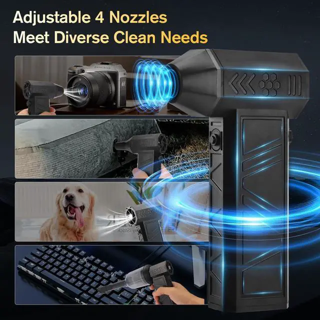 Alt view image 3 of 5 - Electric Compressed Air Duster - 20,0000 RPM Rechargeable Cordless Turbo Blower, Portable Air Blower Gun for Cars, PC, Keyboard, Home & Outdoor Dust Cleaning (Replaces Compressed Air Cans)