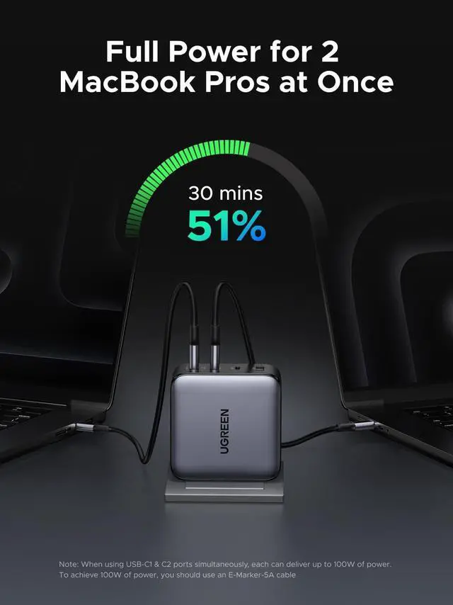 Alt view image 4 of 5 - UGREEN Nexode 200W GaN USB C Wall Charger, 4-Port Foldable Compact Fast Type-C Power Adapter Compatible with MacBook Pro/Air, Dell XPS, HP 14, iPad, iPhone 17/16/15 Series, Galaxy S25/S24, Pixel 10/9