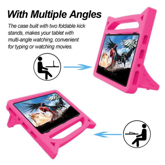 Alt view image 3 of 5 - Fire HD 10 Case for Kids(13th/11th Generation,2023/2021 Release) - Lightweight Shockproof Kid-Proof Cover with Handle Stand for Kindle Fire HD 10 Kids Tablet,(Incompatible with iPad Samsung).Pink