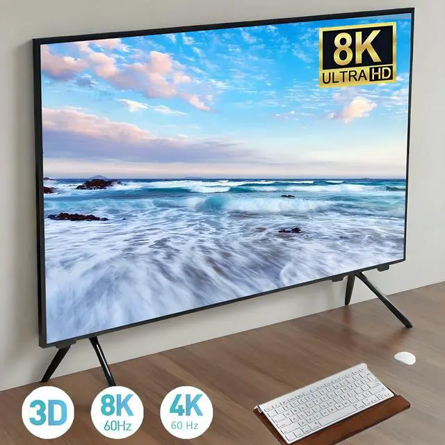 Alt view image 4 of 5 - 8K KVM Switch 1 Monitor 2 Computers 8K@60Hz 4K@120Hz, HDMI KVM Switch with 3 USB 3.0 Ports for 2 Computers Share 1 Monitor Keyboard Mouse Printer, with 2 USB Cables and Controller