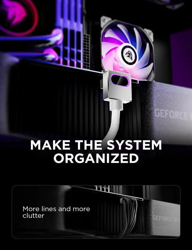 Alt view image 4 of 5 - AsiaHorse Hydrus-16PIN GPU PSU Extension Cable ARGB Light, Copper Wire Motherboard Power Extension Cable Integrated Minimalist Design, 2000W Power (Whole Set), PC Power Cord for RTX 4070, 4080, 4090