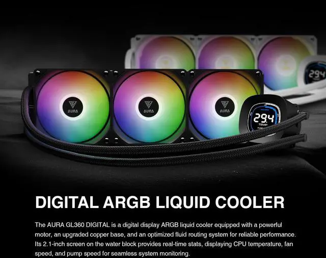 Alt view image 2 of 5 - GAMDIAS Aura GL360 Digital AIO PC CPU Liquid Cooler