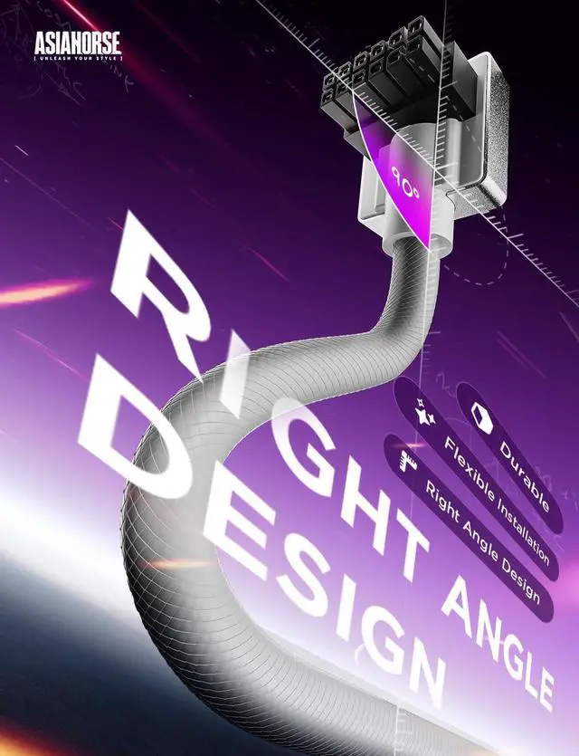 Alt view image 3 of 5 - AsiaHorse Hydrus-16PIN GPU PSU Extension Cable ARGB Light, Copper Wire Motherboard Power Extension Cable Integrated Minimalist Design, 2000W Power (Whole Set), PC Power Cord for RTX 4070, 4080, 4090