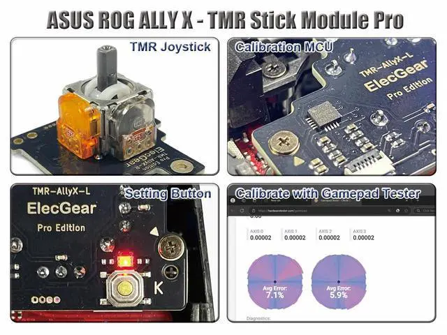 Alt view image 4 of 5 - ElecGear TMR Joystick Module Replacement for ROG Ally X, Pro Edition PCB Assembly with MCU Calibration and TMR Hall Control Stick Laptop PC Repair Part - (Pro)