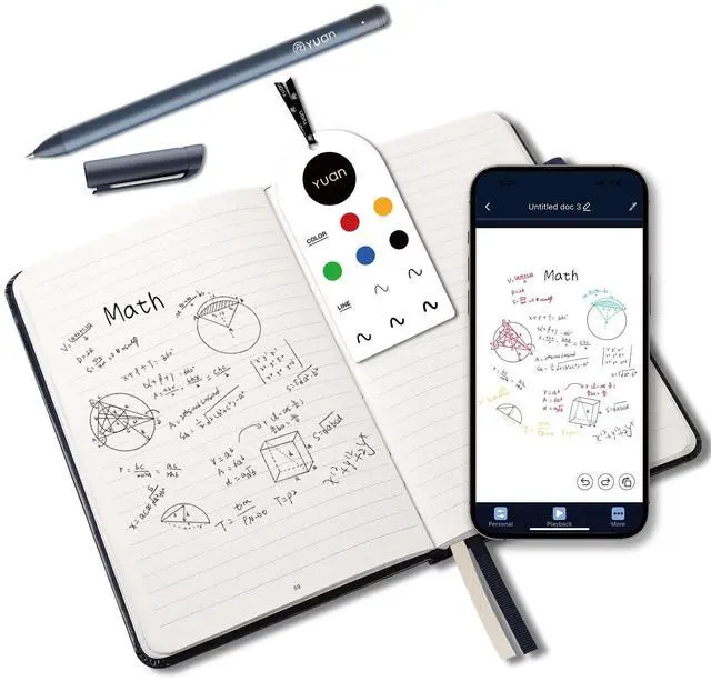 Main image of Smart Pen with Real Paper Notebook, Digital Pen for Note Taking, Smart Writing Set, Real-time Sync for Digitizing, Smart Notebook, 5 X 8inch, Navy, Storing,Sharing Paper Notes via APP for Android/IOS