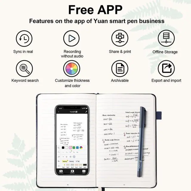 Alt view image 5 of 5 - Smart Pen with Real Paper Notebook, Digital Pen for Note Taking, Smart Writing Set, Real-time Sync for Digitizing, Smart Notebook, 5 X 8inch, Navy, Storing,Sharing Paper Notes via APP for Android/IOS