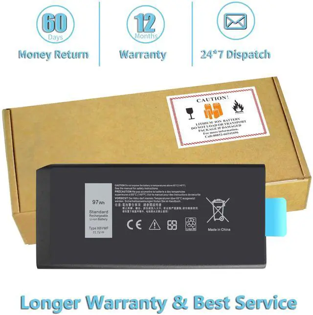 Alt view image 3 of 5 - 97Wh X8VWF 11.1V Laptop Battery for Dell Latitude 14 Rugged 5404 5414 7404 Extreme E5404 E7404 Series P45G P45G002 P46G P46G001 P46G002 DKNKD 5XT3V VCWGN XN4KN XRJDF YGV51 4XKN5 453-BBBE 453-BBBD