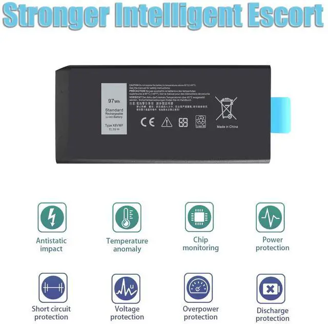Alt view image 4 of 5 - 97Wh X8VWF 11.1V Laptop Battery for Dell Latitude 14 Rugged 5404 5414 7404 Extreme E5404 E7404 Series P45G P45G002 P46G P46G001 P46G002 DKNKD 5XT3V VCWGN XN4KN XRJDF YGV51 4XKN5 453-BBBE 453-BBBD
