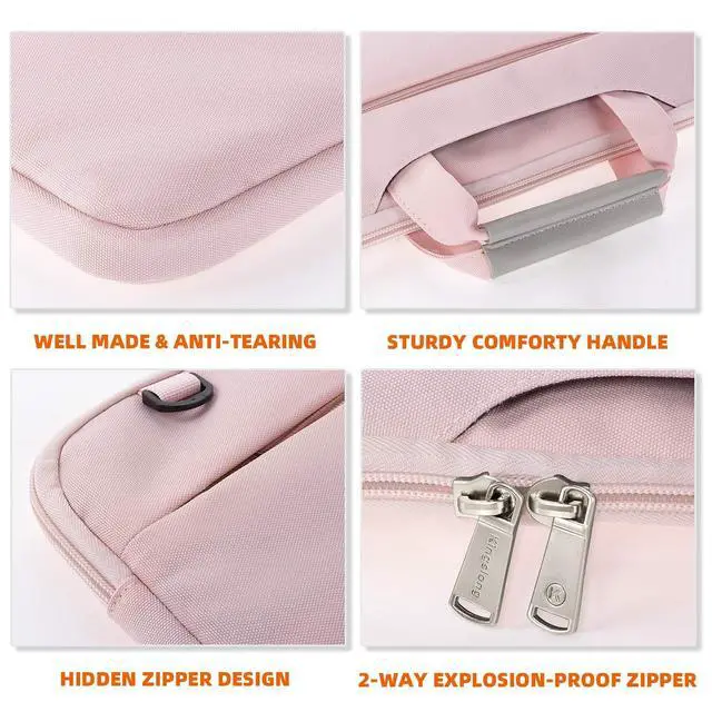Alt view image 5 of 5 - KINGSLONG Laptop Case Sleeve with strap 15 15.6 16 Inch Laptop Bag Lightweight Slim Computer Notebook Ultrabooks Carrying Case Cover for Women Pink