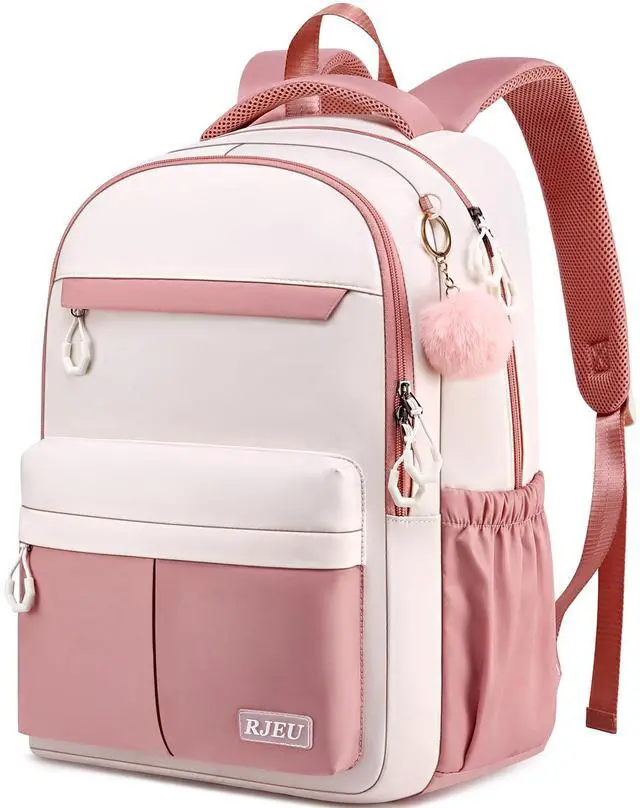 Main image of RJEU Backpack for School, Water Resistant Ergonomic Cute Bookbag for Teen Girls, College, Middle & High School Students Bookbag, Anti-Theft 15.6 Inch Laptop Backpack
