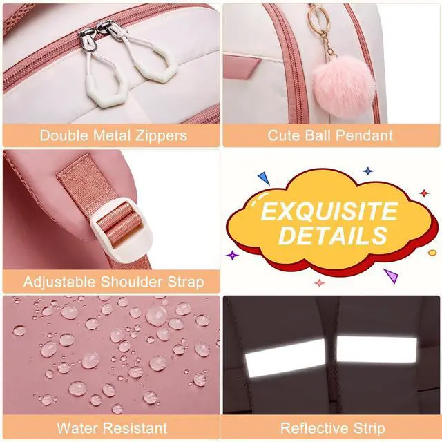 Alt view image 4 of 5 - RJEU Backpack for School, Water Resistant Ergonomic Cute Bookbag for Teen Girls, College, Middle & High School Students Bookbag, Anti-Theft 15.6 Inch Laptop Backpack