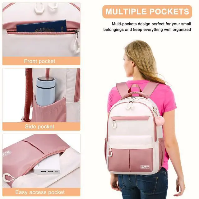 Alt view image 5 of 5 - RJEU Backpack for School, Water Resistant Ergonomic Cute Bookbag for Teen Girls, College, Middle & High School Students Bookbag, Anti-Theft 15.6 Inch Laptop Backpack