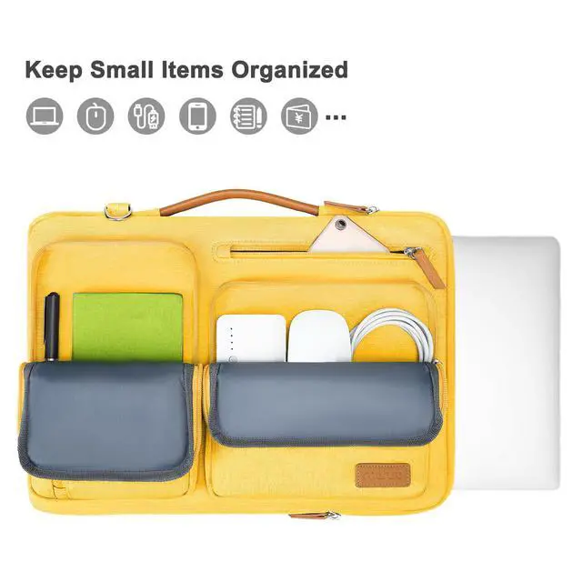 Alt view image 2 of 5 - MOSISO 360 Protective Laptop Shoulder Bag,13 inch Computer Bags Compatible with MacBook Air M4 M3 M2 M1 2025-2018/Pro 13 2025-2016,Side Open Messenger Bag with 4 Zipper Pockets, Yellow