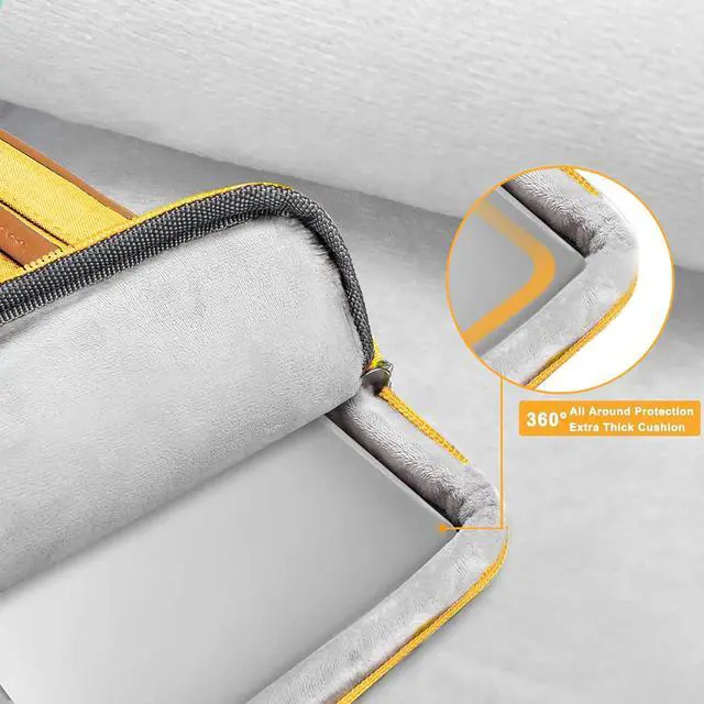 Alt view image 3 of 5 - MOSISO 360 Protective Laptop Shoulder Bag,13 inch Computer Bags Compatible with MacBook Air M4 M3 M2 M1 2025-2018/Pro 13 2025-2016,Side Open Messenger Bag with 4 Zipper Pockets, Yellow