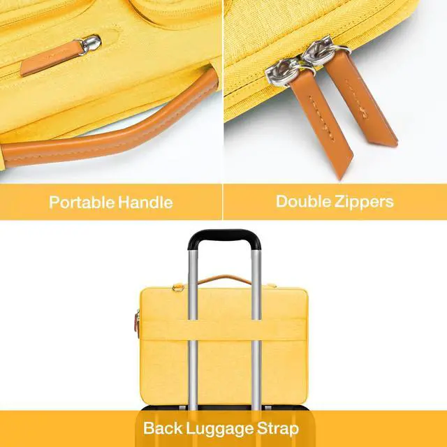 Alt view image 4 of 5 - MOSISO 360 Protective Laptop Shoulder Bag,13 inch Computer Bags Compatible with MacBook Air M4 M3 M2 M1 2025-2018/Pro 13 2025-2016,Side Open Messenger Bag with 4 Zipper Pockets, Yellow