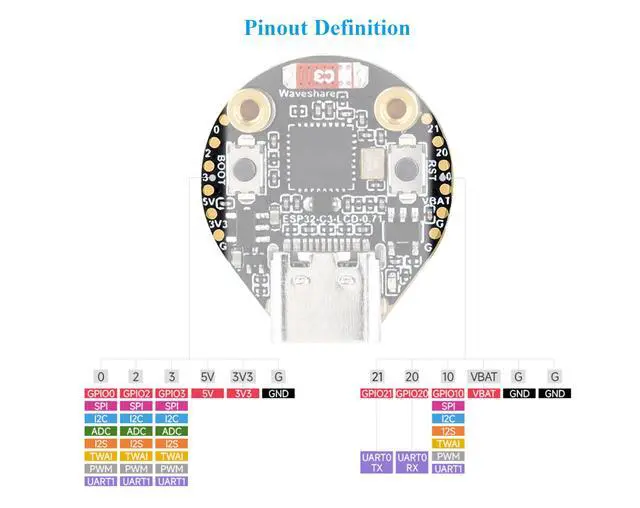 Alt view image 5 of 5 - ESP32-C3 Development Board with 0.71inch Round Display 160x160 Resolution, Based on ESP32-C3 Single-Core Processor, SPI Interface Display, ESP32 with Display, with Protective Case
