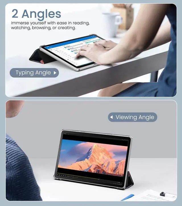 Alt view image 4 of 5 - MoKo Case Fits Amazon Kindle Fire Max 11 Tablet (13th Generation, 2023 Release) 11" - Slim PU Leather Trifold Stand Cover for Fire 11 Tablet Frosted Hard Back Shell with Auto Wake/Sleep, Black & Pink