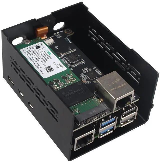 Alt view image 2 of 5 - ZDE ZP593 PCIe to 2.5G Ethernet Port PCIe to M.2 Key-M NVMe SSD HAT Expansion Board with ZC506 Aluminum Case for Raspberry Pi 5 2GB 4GB 8GB 16GB