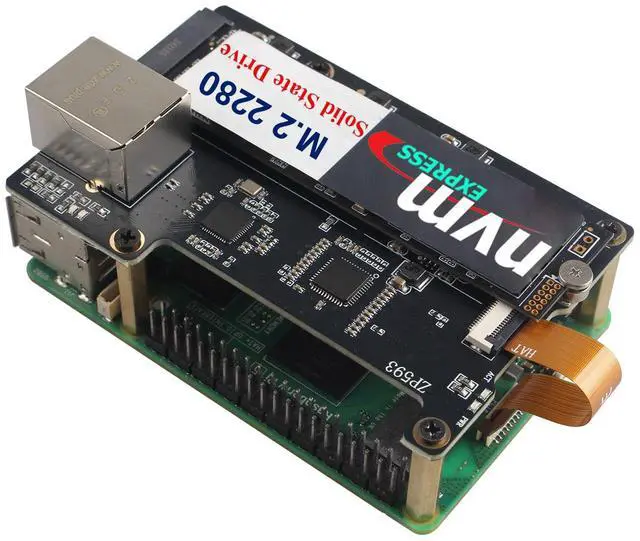 Alt view image 3 of 5 - ZDE ZP593 PCIe to 2.5G Ethernet Port PCIe to M.2 Key-M NVMe SSD HAT Expansion Board with ZC506 Aluminum Case for Raspberry Pi 5 2GB 4GB 8GB 16GB